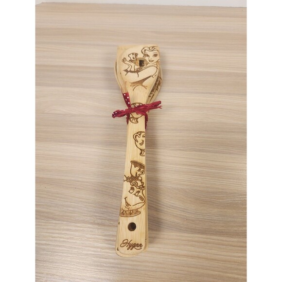 Hygnn Beauty and the Beast Burned Wooden Cooking & Serving Set Bamboo - Picture 9 of 9